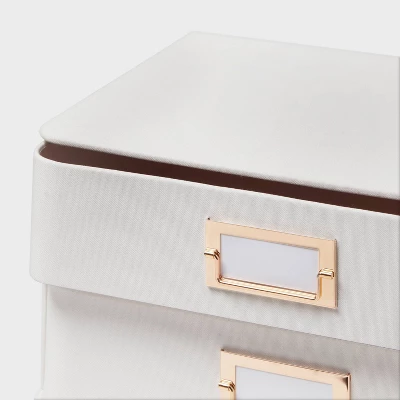 2 Drawer Decorative Fabric Box Ivory - Brightroomâ„¢: Rectangle, Off-White, Paper & Polyester, Spot Clean, 6"x10"x13" - Image 2