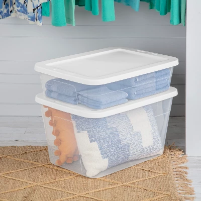 56qt Clear Non-Latching Storage Box With White Lid - Brightroomâ„¢ - Image 5