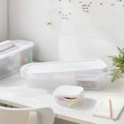 Click In Place Slim Lid For Plastic Storage Bins For Home And Office Organization White - Brightroomâ„¢