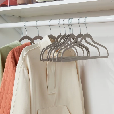 10pk Thin Plastic Hangers Gray - Brightroomâ„¢: Slim Clothes Hangers For Adults, 17.5" X 9.1" X 0.2", Household Use