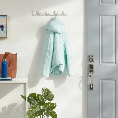 Modern Octopus 4 Hooks Rail Nickel/White - Brightroomâ„¢