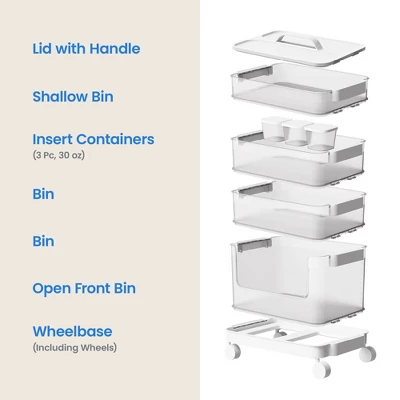 7pc Click In Place Rolling Storage Cart Kit Plastic Storage Home And Office Organization - Brightroom™​ - Image 6