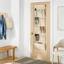 15 Pocket Over-the-Door Hanging Shoe Storage Tan - Brightroomâ„¢