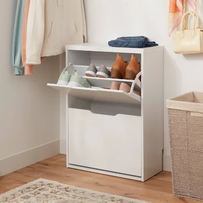 Laminate Pivot Open Shoe Cabinet White - Brightroomâ„¢