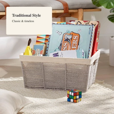 17" X 12" X 8" Large Woven Twisted Paper Rope Tapered Basket Gray - Brightroomâ„¢ - Image 3