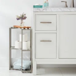 Small Space Storage Cabinet Brushed Nickel Metal - Brightroomâ„¢