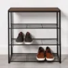 4 Tier Shoe Rack Black Metal With Walnut Wood - Brightroom™