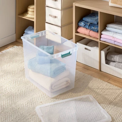 86qt Deep Storage Bin Clear With Latches - Brightroomâ„¢