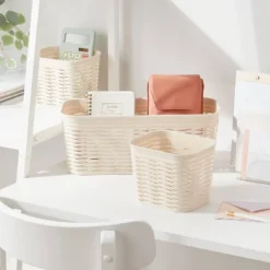 3pk Wave Assorted Decorative Basket Cream 5L Narrow 2c - Brightroom™