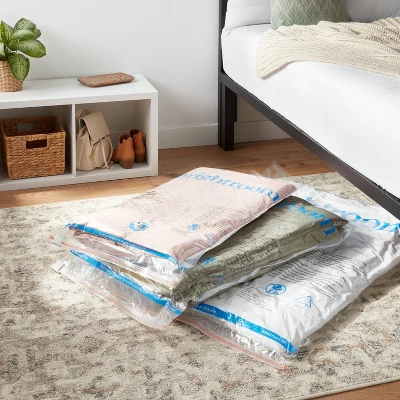 3pc (L-XL-Jumbo) Compression Bags Set Clear - Brightroomâ„¢: Vacuum Seal Storage For Clothing & Bedding, Plastic