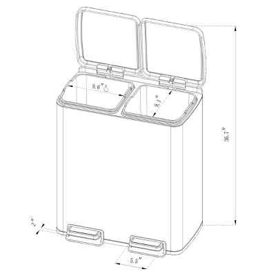 60L Stainless Steel Step Trash And Recycle Can - Brightroomâ„¢ - Image 3