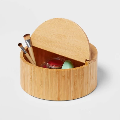 9" X 4" Circular Hinge Lid Bamboo Countertop Organizer - Brightroomâ„¢ - Image 3