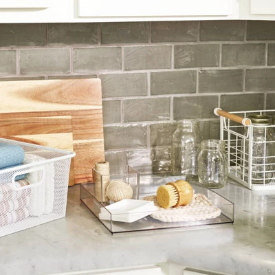 12'' X 12'' X 2" All Purpose Storage Tray - Brightroomâ„¢: Clear Plastic Bathroom Organizer Tray - Image 5