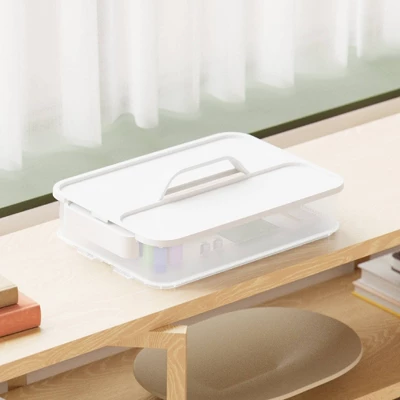 Click In Place Large Lid With Handle For Plastic Storage Bins For Home And Office Organization White - Brightroomâ„¢ - Image 3