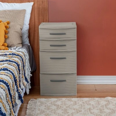 4 Drawer Weave Tower Dark Gray - Brightroomâ„¢: Plastic Storage Organizer, Portable Utility Drawers, Universal Storage - Image 2