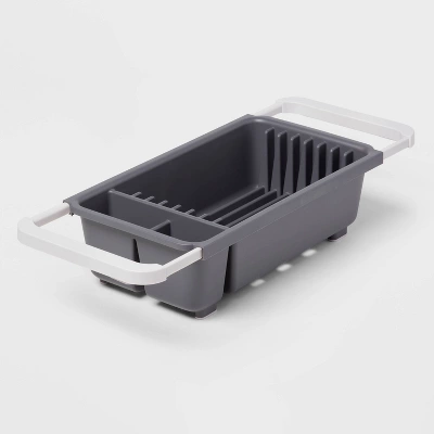 Over The Sink Dish Drainer Gray - Brightroomâ„¢: Freestanding Dish Drying Rack & Sponge Holder, Polypropylene, Hand Wash - Image 3