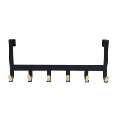 Mixed Material Over The Door 6 Hooks Rail Matte Black - Brightroomâ„¢