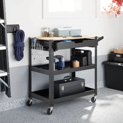 3 Tier Metal Rolling Service Cart - Brightroomâ„¢